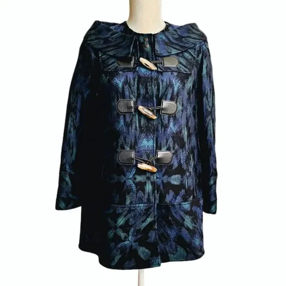 RARE Proenza Schouler Digital Print Jacquard Toggle Duffle Coat $2650 Sz 4 - Picture 2 of 10